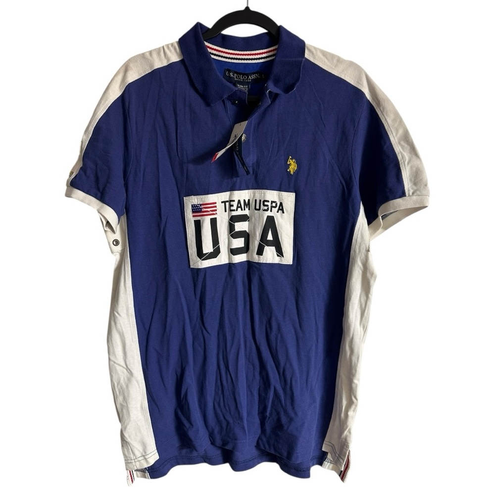 US Polo Assn Team USPA USA Polo Short Slim Fit Large New *Flaw